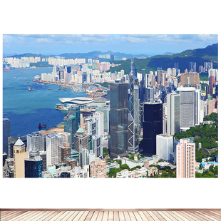 香港维多利亚港城市建筑风景画海报贴画客厅房间酒店墙画2