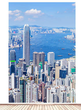 简约现代装饰画香港城市地标建筑风景画海报定制房间背景墙贴画07