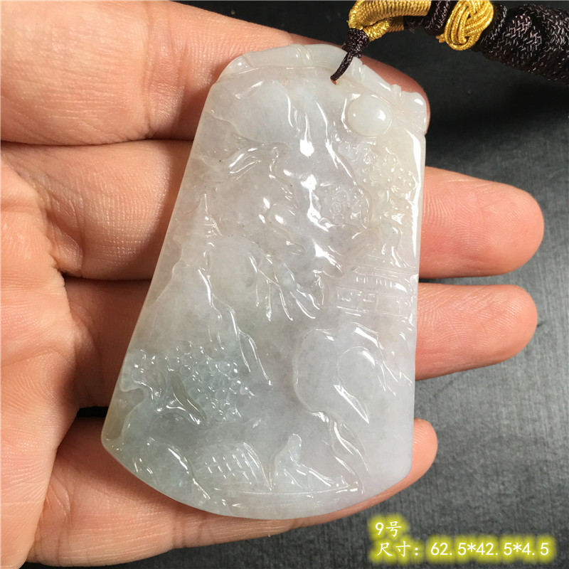 翡翠吊坠男款玉佩挂件山水牌