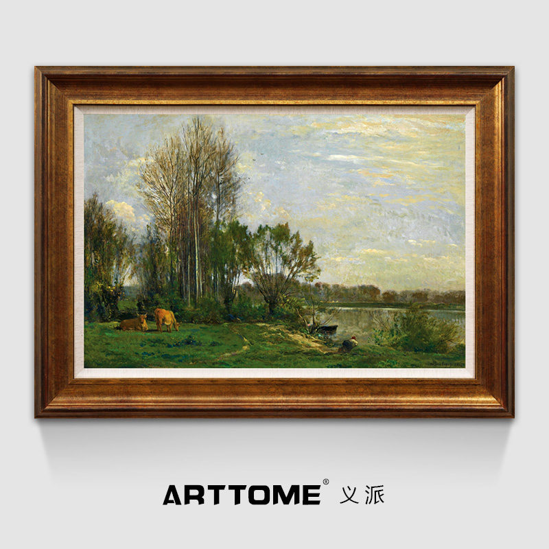 三月 春天法国湖畔风景油画欧式美式客厅背景墙餐厅装饰画义派