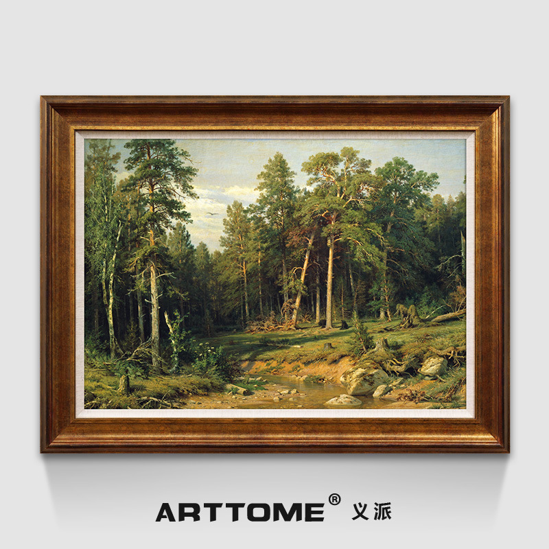 希什金-森林晨曦 义派欧式美式客厅办公室风景油画带框横幅装饰画|msdalam kategori Aksesori rumah, lukisan hiasan, lukisan minyak - dari Buy2taobao.com untuk memberikan perkhidmatan ejen Taobao profesional membeli