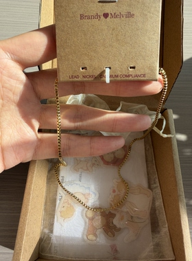 bm项链女新款方形盒子链不锈钢不掉色锁骨链简约百搭国内代购正品