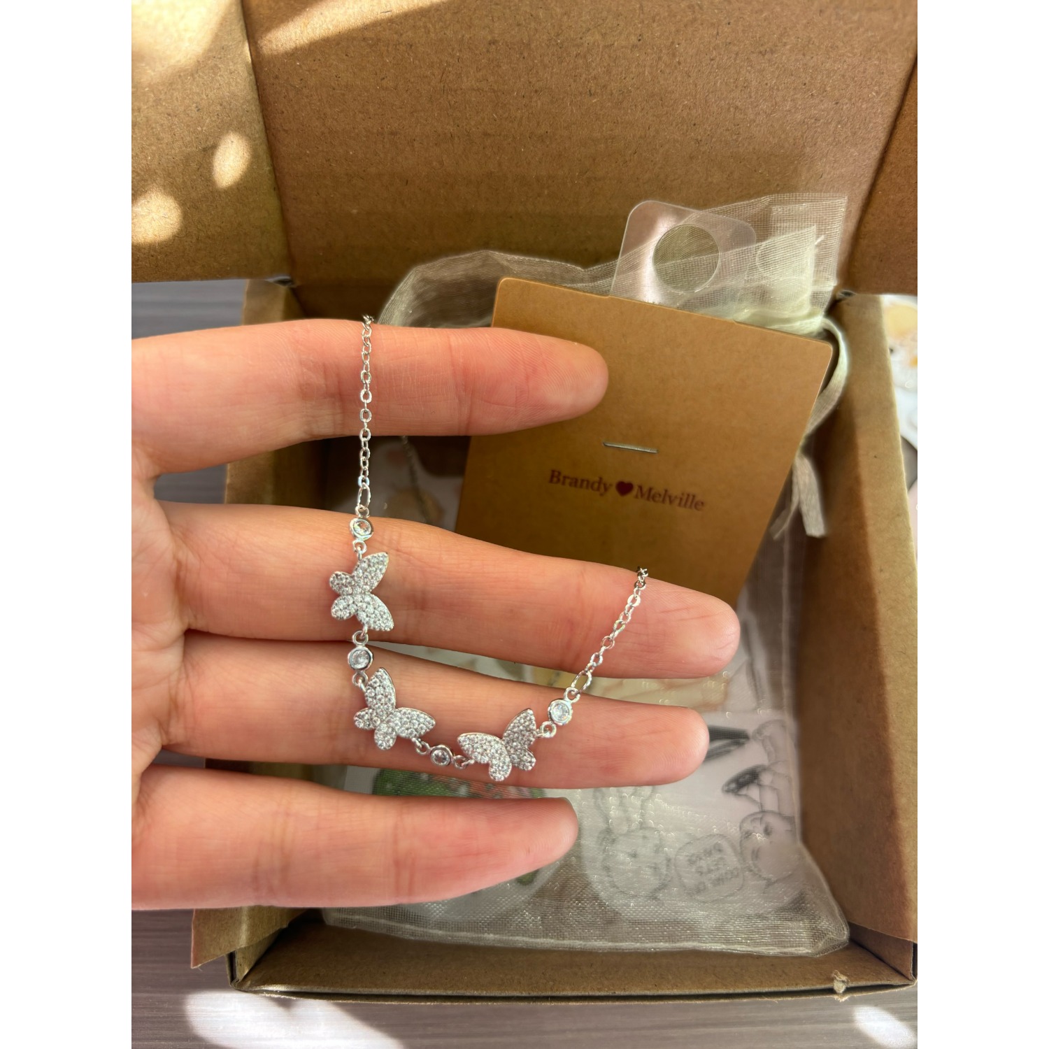 bm项链女三只满钻蝴蝶精致锁骨链叠戴国内代购正品brandymelville
