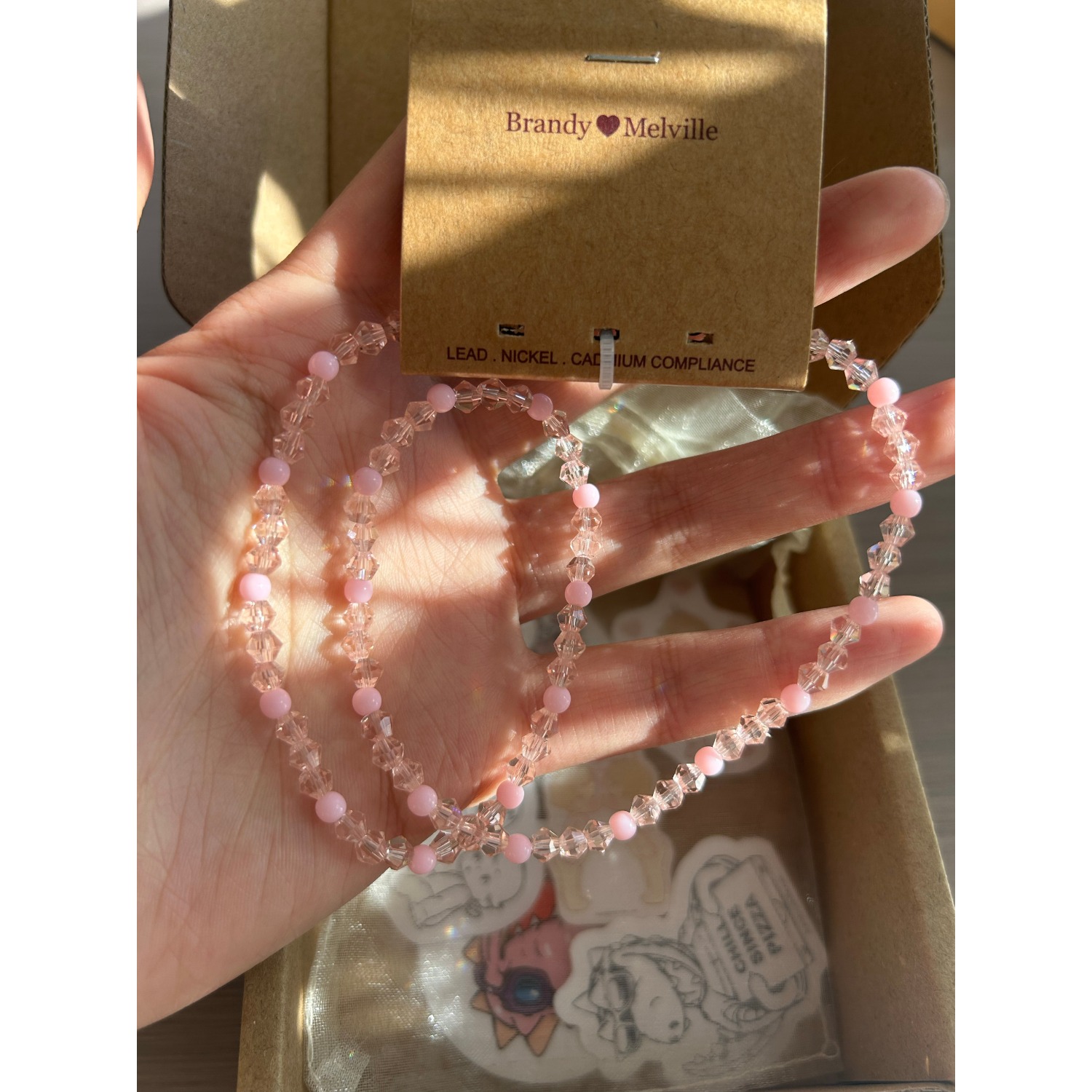 bm项链女新款绝美粉色珠子串珠choker国内代购正品brandymelville