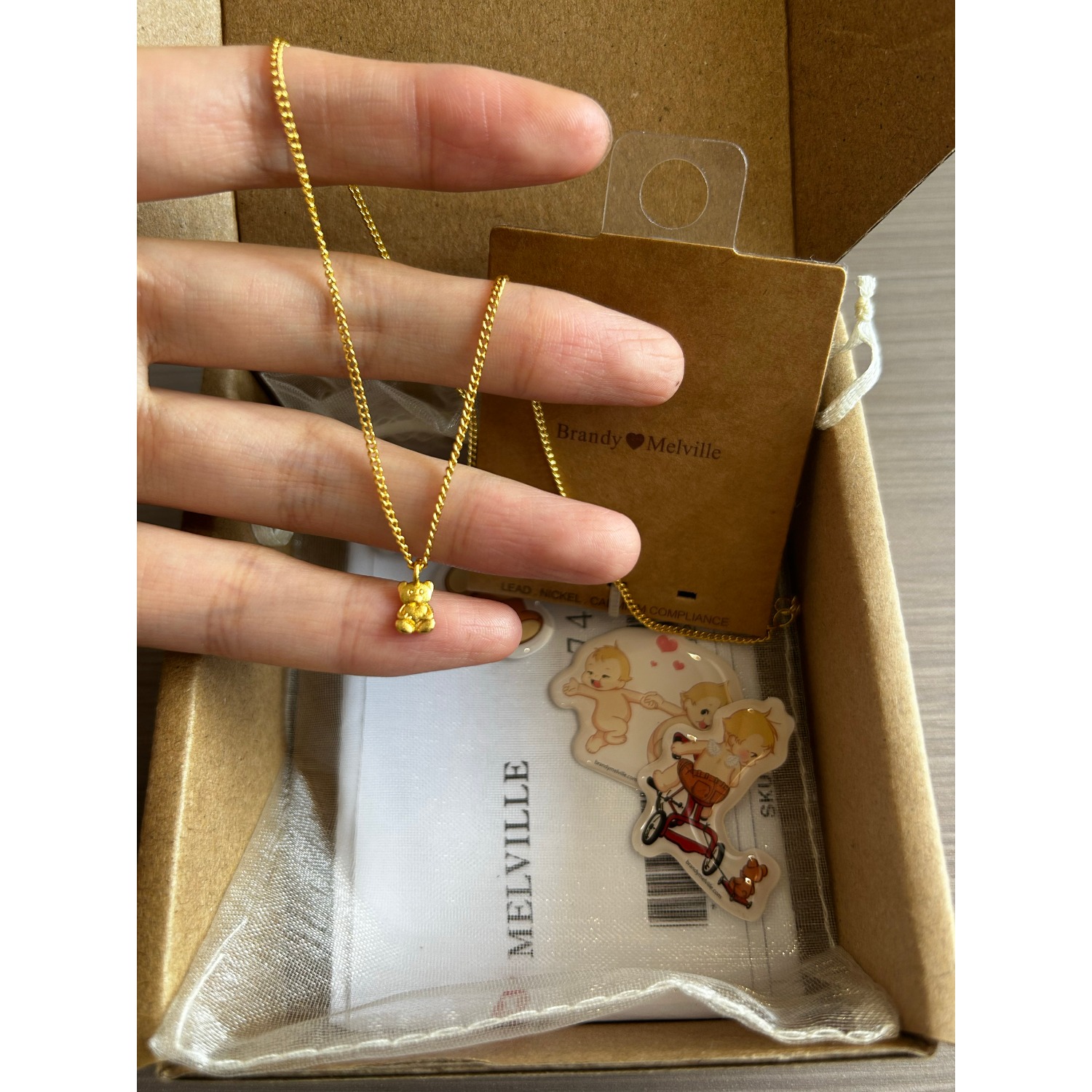 bm项链女新款金色小熊吊坠choker可爱辣妹风颈链靠谱国内代购正品