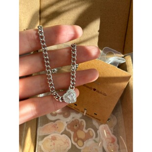 bm项链爱心满钻轻奢锁骨链女新款靠谱国内代购正品brandymelville