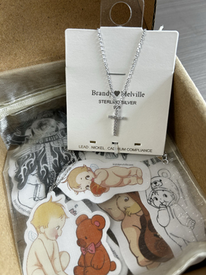 bm项链纯银s925银满钻十字架锁骨链女国内代购正品brandymelville