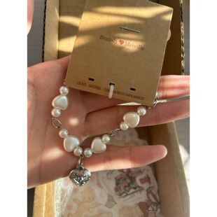bm手链女生新款爱心珍珠串珠手饰靠谱国内代购正品brandymelville