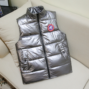 潮流加厚背心外套 坎肩韩版 羽绒棉马甲男2023秋冬新款 亮面免洗无袖