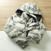 外贸尾货冬季 数量不多哈 加厚保暖 男连帽休闲厚实羽绒服潮迷彩