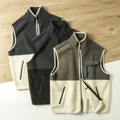 出k单 外贸尾货HEAT热能秋冬加厚保暖摇粒绒立领马甲背心外套男