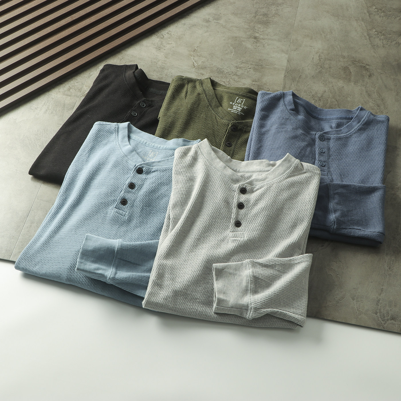 出口单 ！有大码 ！外贸尾货春秋男士华夫格亨利领长袖T恤打底衫,男装,T恤,淘宝优惠券,粉丝福利购,淘宝优惠卷