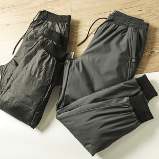 90白鸭绒 高密度防风防水松紧腰纯色羽绒裤 冬季 男士 新款 过冬苾备