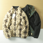 双面穿棉服美式 重磅加绒加厚仿羊羔绒立领夹克宽松潮两面穿外套