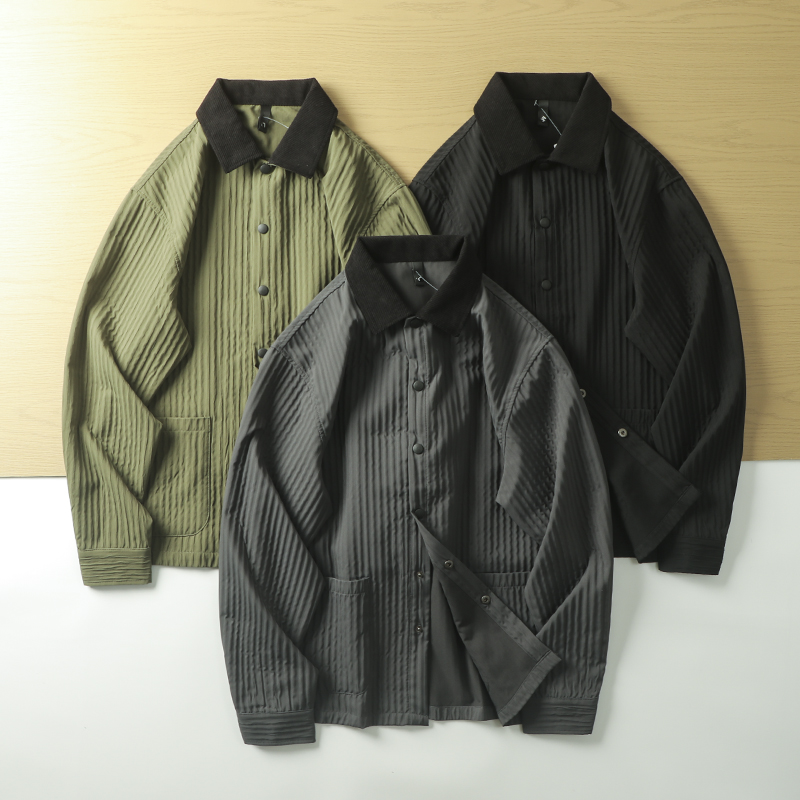 翻领春季宽松休闲条纹衬衫外套