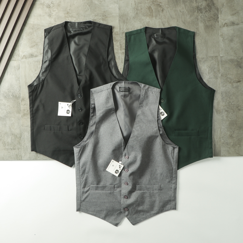 马甲纯色舒适英伦风修身休闲马甲