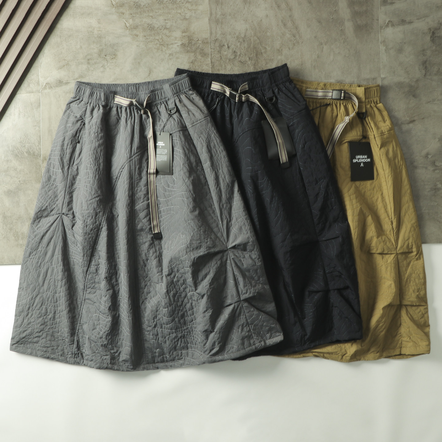 半身裙A字绗缝棉裙夹棉工装裙女