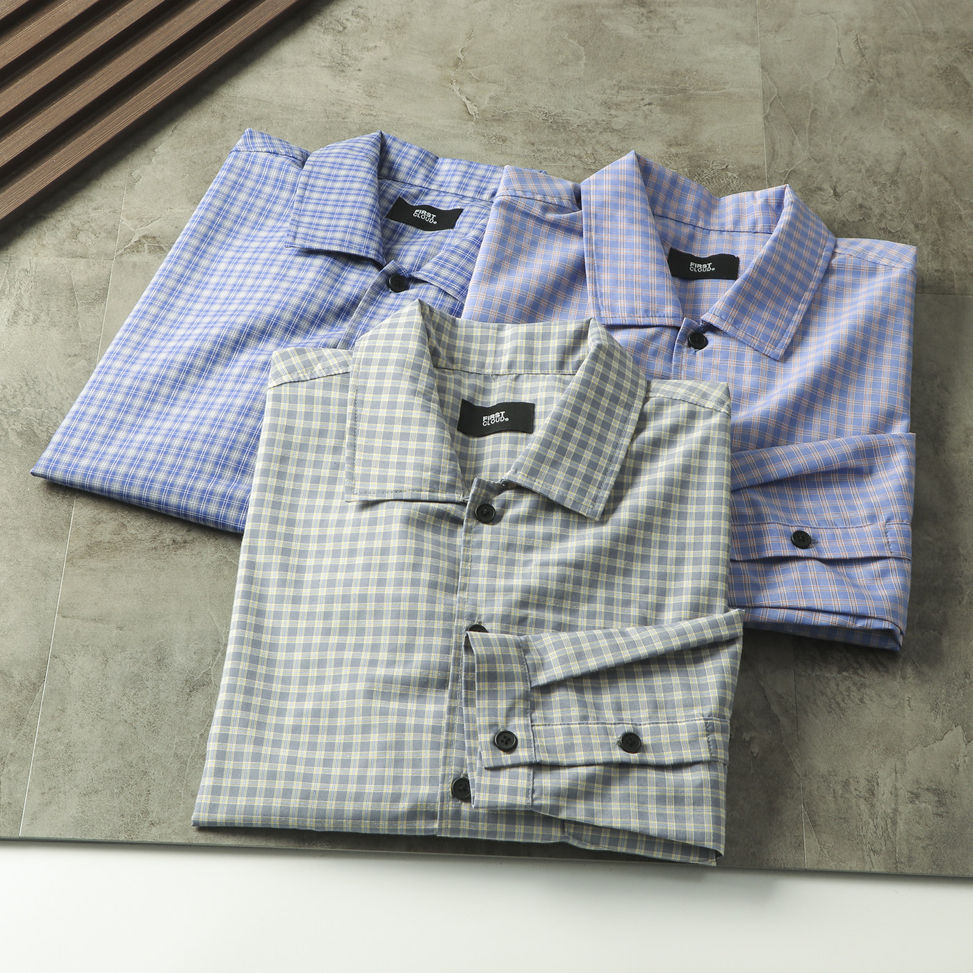 日系原宿风柔软速干透气春秋男士文艺休闲格纹宽松衬衫夹克薄外套