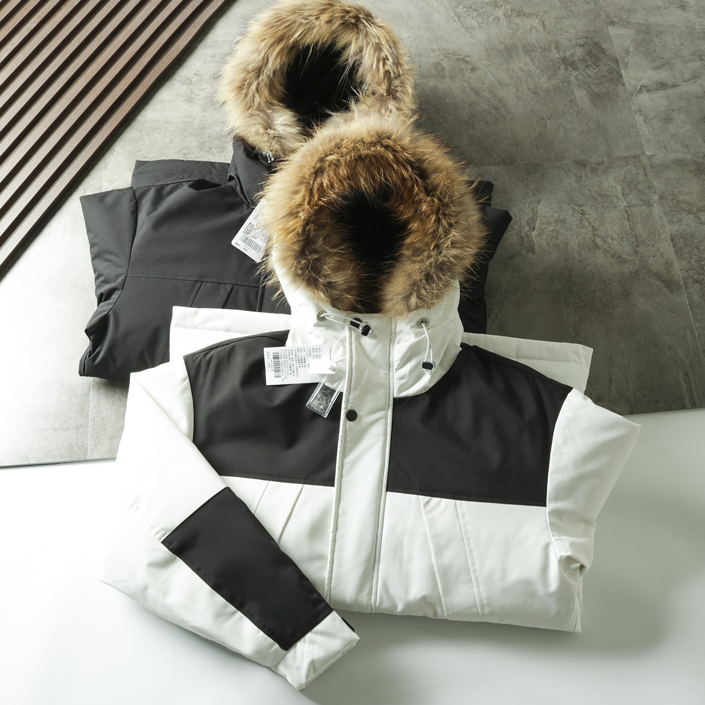 连帽中长款压胶分仓90鸭绒羽绒服