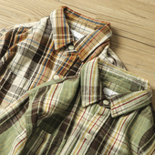 日单咔叽重磅全棉复古色织格纹秋冬男长袖 衬衫 休闲宽松厚实衬衣潮