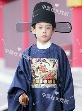 儿童明制汉服帽子明式风黑色官帽男圆领袍古装帽子拍照写真