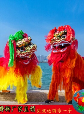 中国风舞龙舞狮道具春节年味北狮成人双人舞狮子绣球服装狮子表演