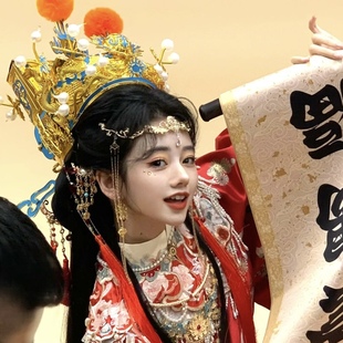 财神帽子男女COS财神爷头饰财神道具万圣节春节晚会发饰汉服头饰