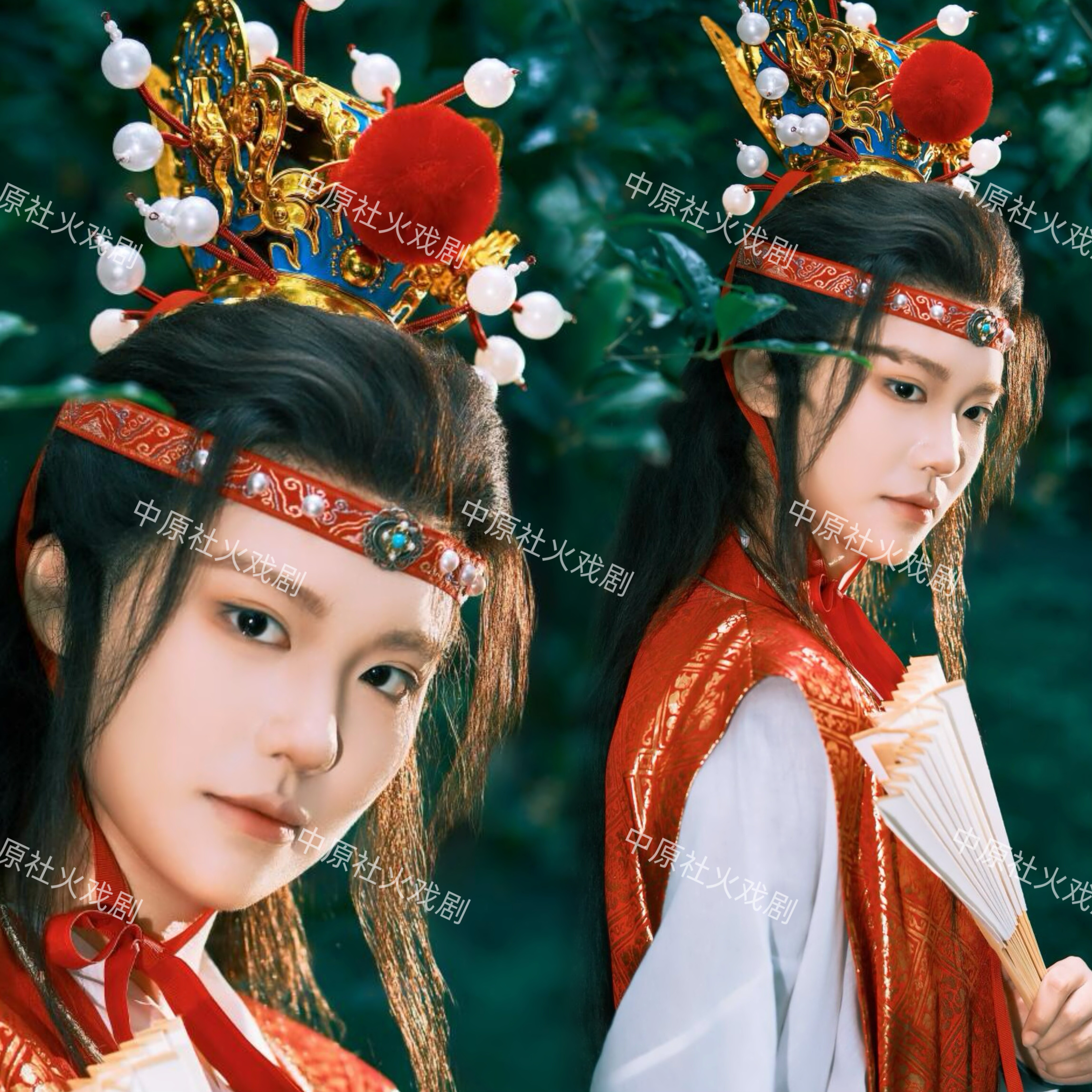 贾宝玉COS头饰戏曲国潮摄影头饰紫金冠紫金冠太子冠戏曲凤冠