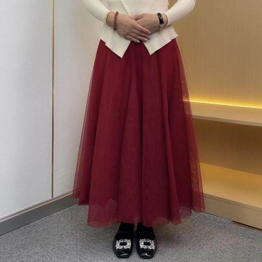 720度三层大摆裙网纱裙广场舞裙半身裙A字中长款跳舞裙演出舞蹈裙