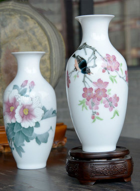 醴陵花瓶新世纪手绘釉下彩桌面