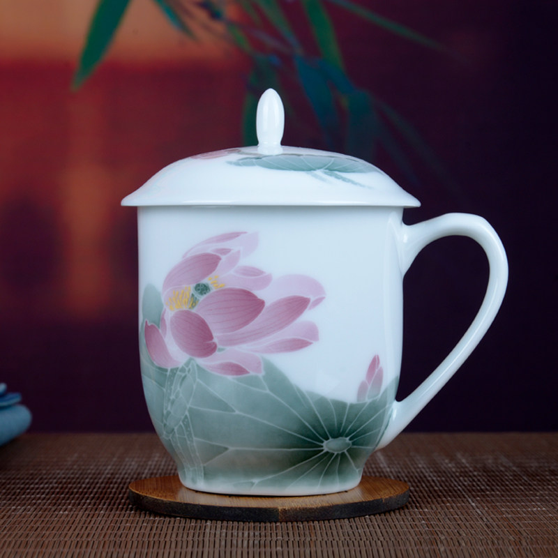 中式釉下彩陶瓷纯手绘茶杯