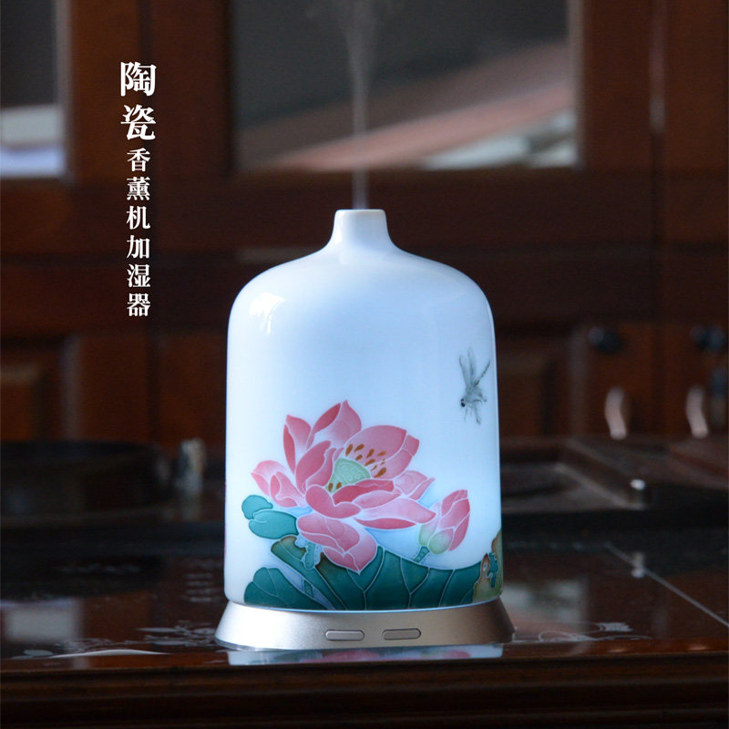 陶瓷加湿器手绘釉下彩礼盒装定制