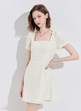 xzcv法式千金风连衣裙女夏季款优雅气质肌理感收腰裙子