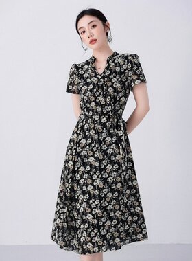 XZCV夏季气质温柔减龄长款碎花裙收腰显瘦小众设计感绝美连衣裙