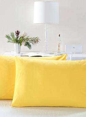 一对装PS纯棉全棉单色纯色枕套枕头套枕芯套单人成人48*74金黄色