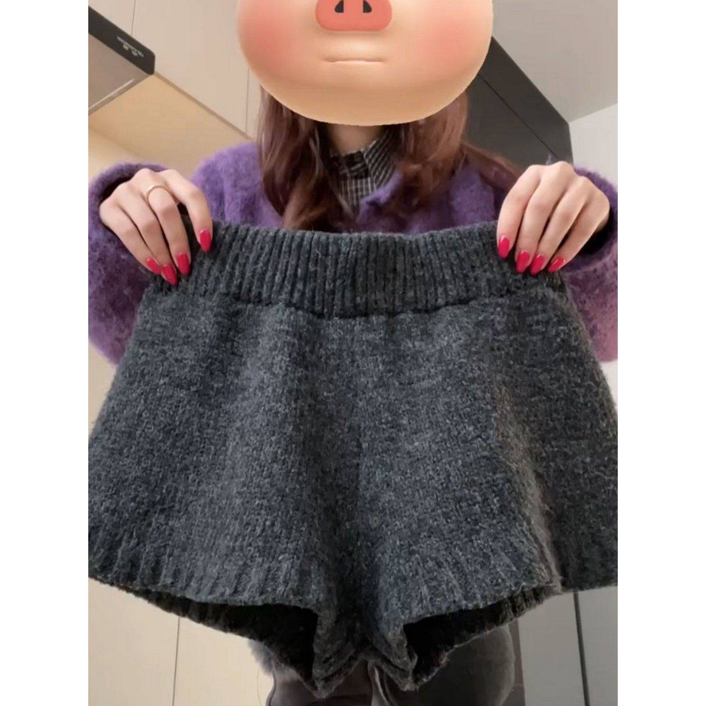 大码胖MM韩式御姐风叠穿显腿长毛呢短裤女秋冬灰色系百搭针织短裤,女装/女士精品,休闲裤,淘宝优惠券,粉丝福利购,淘宝优惠卷