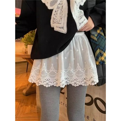 大码高腰屁帘蕾丝白色半身短裙