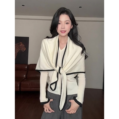 大码胖mm真两件三角披肩针织衫