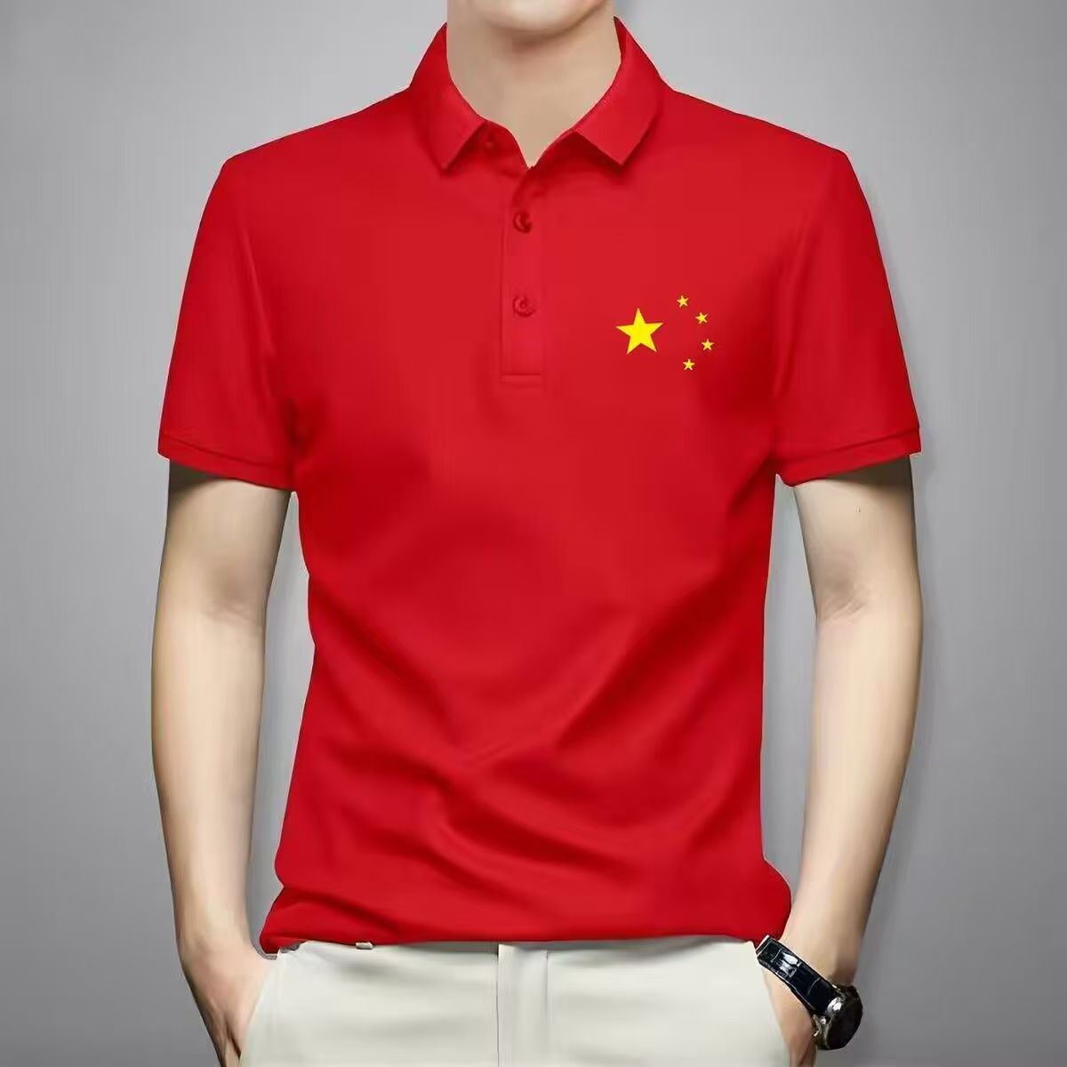 中国队China五角星男女POLO衫夏季商务休闲翻领短袖T恤透气上衣