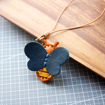 原创手工真皮蜜蜂包挂件