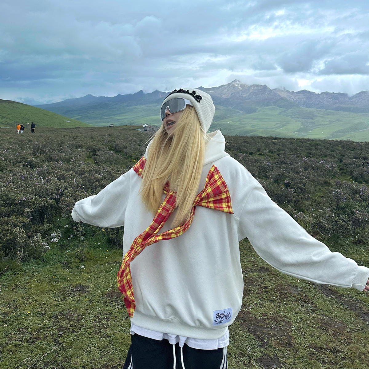 BCRA美式原创设计感蝴蝶结绑带连帽卫衣男女慵懒风情侣宽松帽衫潮