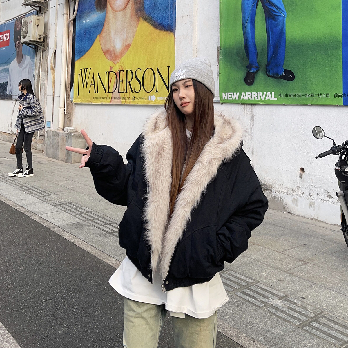 BCRA原创国潮座山雕冬季短款棉服男女cleanfit保暖加厚毛领外套潮