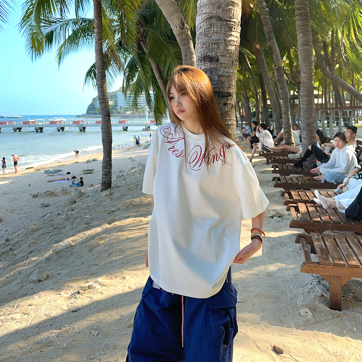 BCRA美式街头字母刺绣短袖T恤男女潮牌夏季宽松休闲百搭情侣半袖