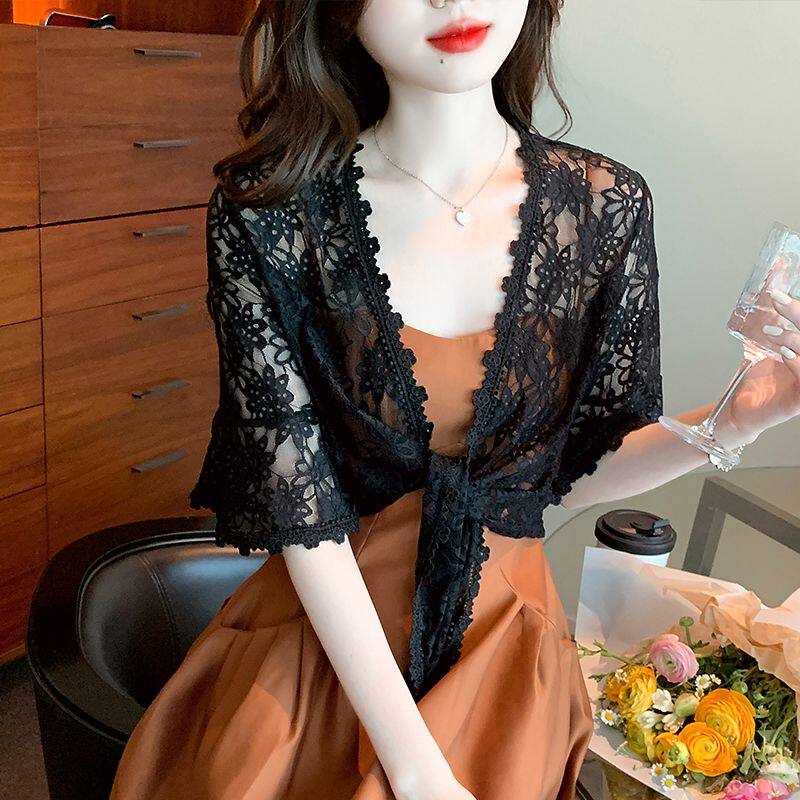 蕾丝小披肩短款女2026夏季新款镂空开衫薄外套百搭空凋衫裙子外搭