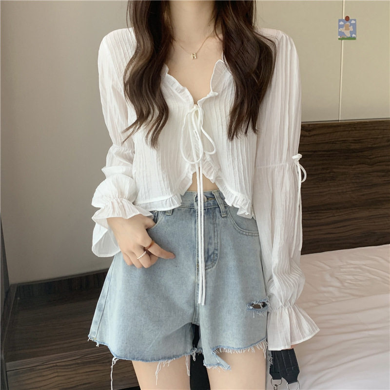 衣女薄款披肩袖雪纺配吊带超仙开衫喇叭罩衫外搭空调春夏上衣