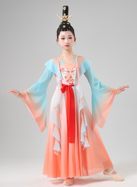新款儿童古典舞蹈古风飘逸纱衣演出服中国舞练功服女儿情同款服装