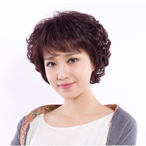 蓬松女士中老年假发送妈妈