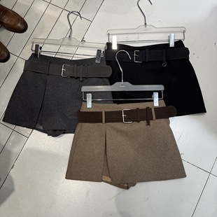 高品质加厚羊毛呢前开叉显瘦A字半裙73397 韩版 Ame 2025秋冬新款