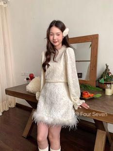 口泡泡袖 网纱木耳花边领喇叭袖 磨毛蕾丝打底百搭上衣 SEVEN FOUR