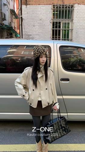 Z-one2025秋装新款加绒皮衣廓形皮衣外套时髦减龄复古机车风短款